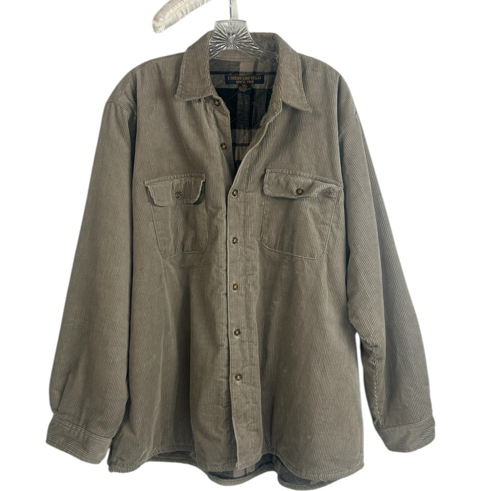 Chesterfield Shacket Mens XXL Tan Shirt Corduroy Flannel Lined Chore Barn Coat